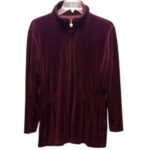 Dark Brown Velour Zip Track Jacket Sz 2X